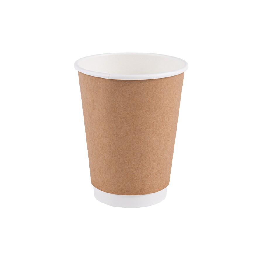 8oz Double-Wall Kraft Paper Cup with Home-Compostable Plastic-Fre Coating & Thermal Insulation